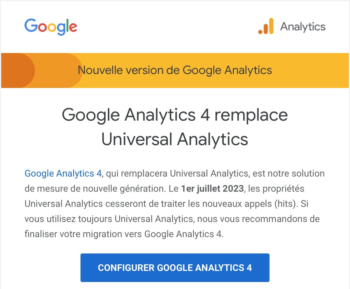 Google Analytics 4 (GA4) remplace Universal Analytics