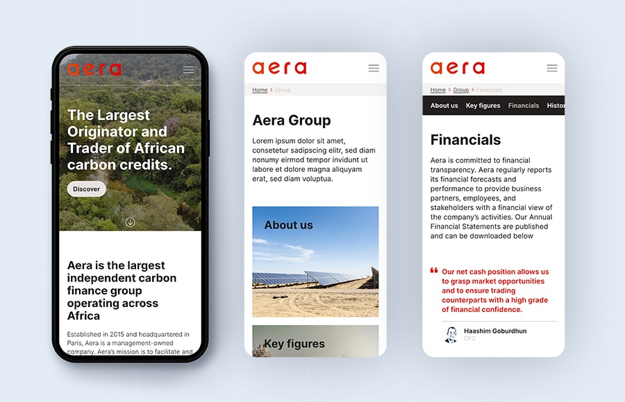 site web mobile aera group