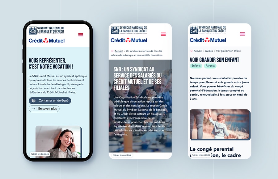 Site mobile du SNB Crédit Mutuel